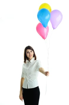 An image of a young woman with balloons