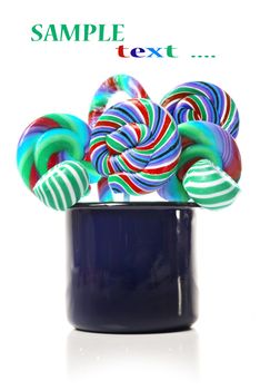 Sugar candy lollipop collection on white
