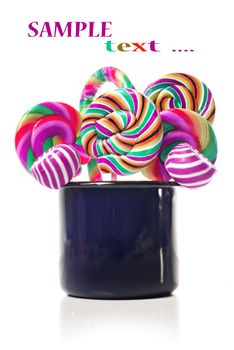 Sugar candy lollipop collection on white
