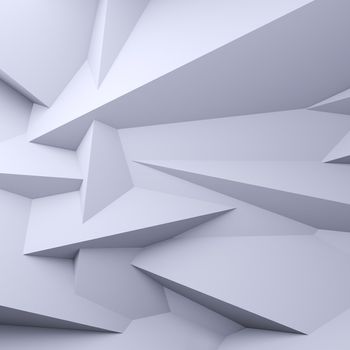 A 3d illustration of blank faceted white background.