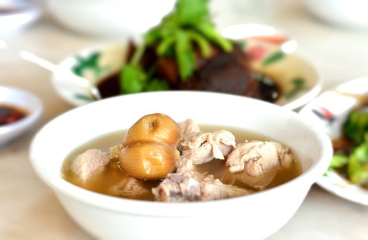 Malaysian stew of pork and herbal soup, spicy peppery soup (bak kut teh)