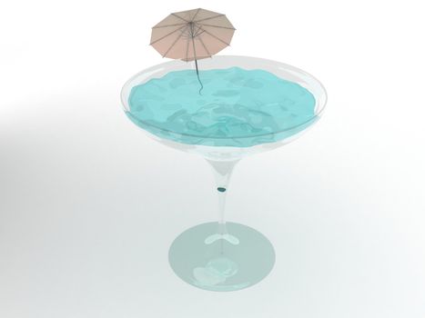 Glass of martini. 3d rendering image