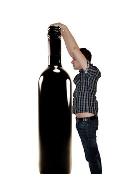 Picture of a man reaching for a wine bottle