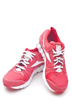 Red running sports shoes