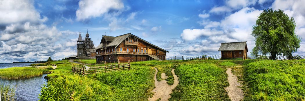 The wooden buildings of the ancient Russian architecture on Kizhi Island