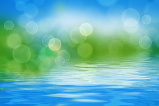 summer background with blurs and refelctions in water