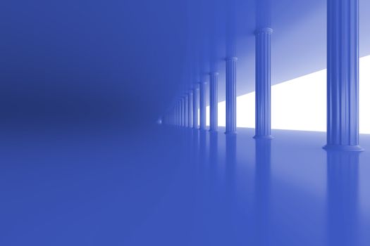 blue marble row of columns vanishing in the distance