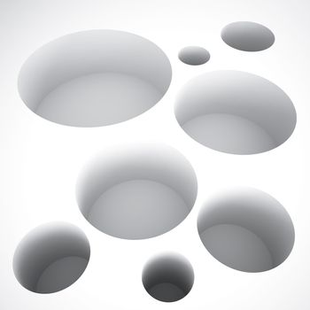 abstract round holes on a white background