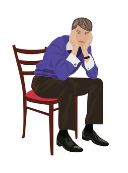 Man sitting on chair and thinking about something