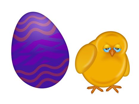 Happy Easter Day Chick Dye Painted Egg Isolated on White Background Illustration