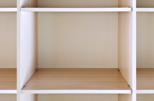 empty wooden shelf on the department store
