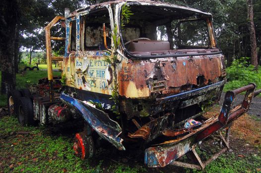 Abandoned truck at the village in Papua New Guinea