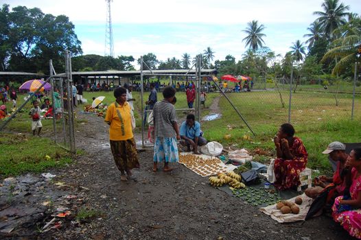 People on the village market in Papua New Guinea