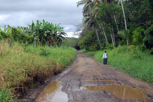 Woman on the road, Central Province, papua New Guinea