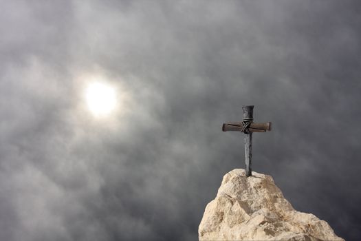 Christian Cross on Rock of Peace Trust Faith and Love