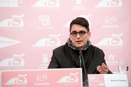 LAS PALMAS, SPAIN–MARCH 19: Andres Duque, from Spain, film director of Dress rehearsal for Utopia (2012), during LPA International Film Festival on March 19, 2012 in Las Palmas, Spain
