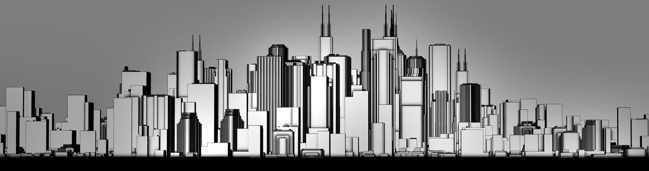 a skyline of a big imaginated city