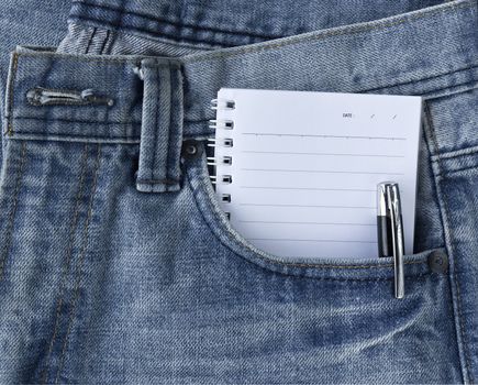 New Blue jeans trouser and notepad