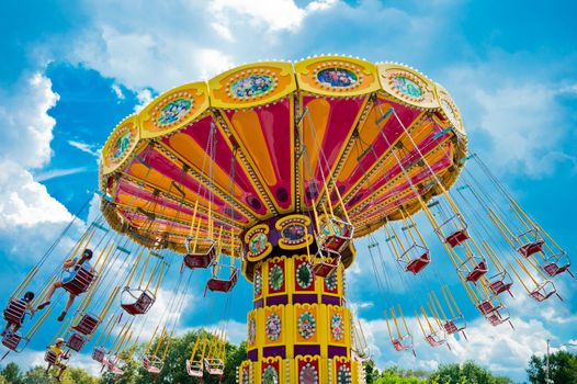 Colorful carousel in Moscow, Russia, East Europe