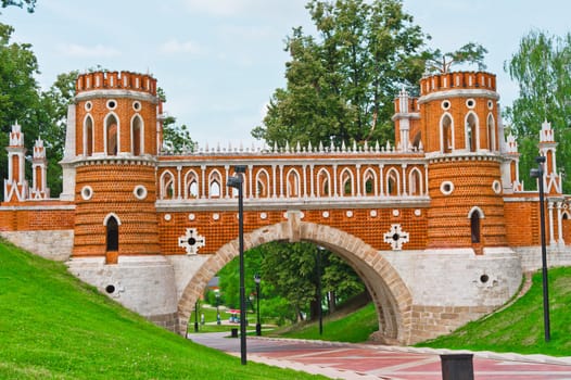 East Europe. Russia. Moscow. Tsaritsino palace. Bridge.