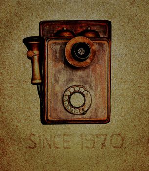 Telephone retro on grunge paperbackground