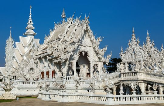 Magnificently grand white temple, Rong Khun temple, Chiang Rai province, northern Thailand
