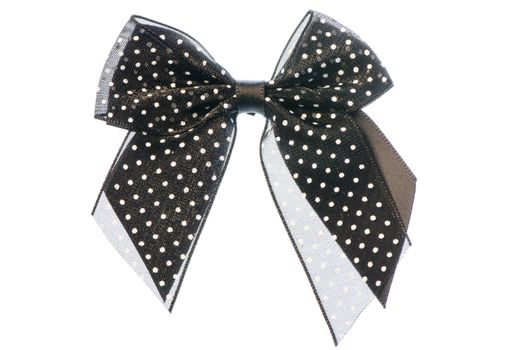 black ribbon bow isolated on white background