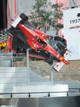 Ferrari car on display at Ferrari World on Yas Island in Abu Dubai, UAE