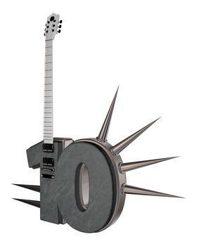 number ten guitar with prickles on white background - 3d illustration