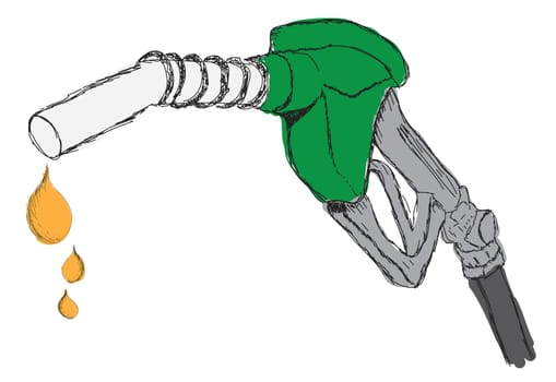 sketch   a dripping gas pump nozzle