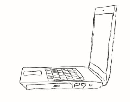 The laptop isolated on a white background