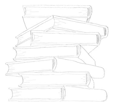 sketch  pile of books - isolated on white background