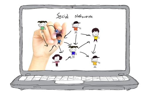 Business hands   sketch Social networking concept