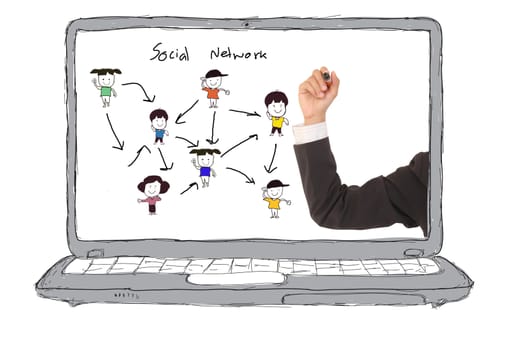 Business hands   sketch Social networking concept