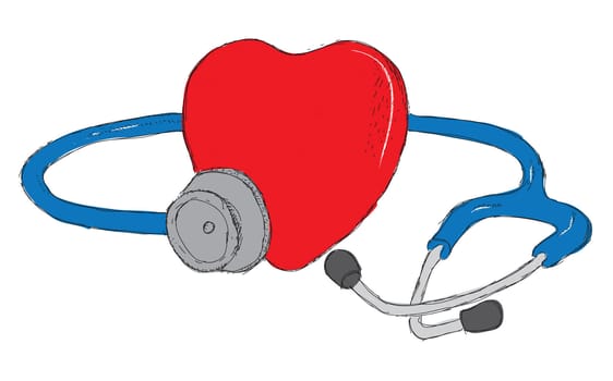 a stethoscope and a heart on a white background