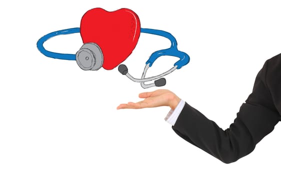 a stethoscope and a heart on a white background