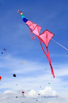 CHA-AM - MARCH 10: Colorful kites in the 12th Thailand International Kite Festival on March 9, 2012 in Naresuan Camp, Cha-am, Thailand