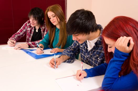 Students concentrated on their work