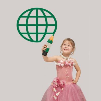 An image of girl drawing globe