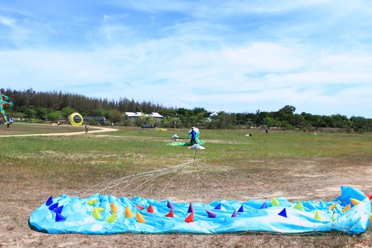 CHA-AM - MARCH 10: Colorful kites in the 12th Thailand International Kite Festival on March 9, 2012 in Naresuan Camp, Cha-am, Thailand