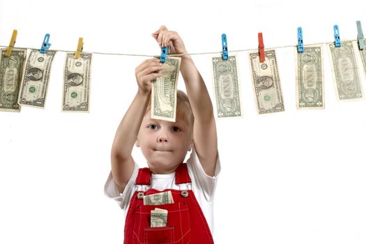 An image of young girl with dollars