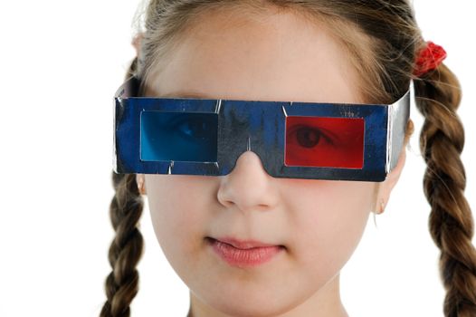 An image of girl with 3d glasses