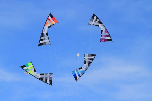 CHA-AM - MARCH 10: Colorful kites in the 12th Thailand International Kite Festival on March 9, 2012 in Naresuan Camp, Cha-am, Thailand