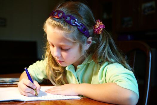 An image of a little girl doing her homework