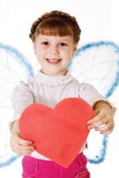 Stock photo: an image of a little cupid with a heart