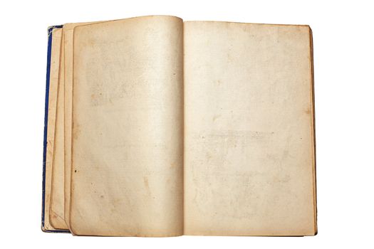 an old open book on white background