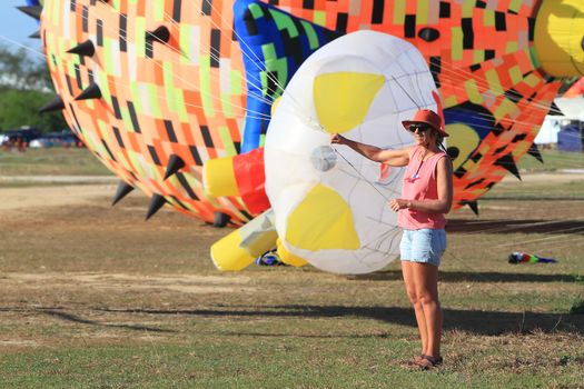 CHA-AM - MARCH 10: Colorful kites in the 12th Thailand International Kite Festival on March 9, 2012 in Naresuan Camp, Cha-am, Thailand