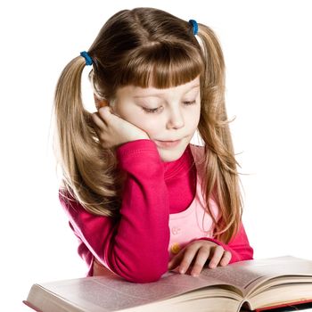 An image of a nice little girl reading a book