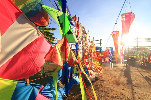 CHA-AM - MARCH 10: Colorful kites in the 12th Thailand International Kite Festival on March 9, 2012 in Naresuan Camp, Cha-am, Thailand