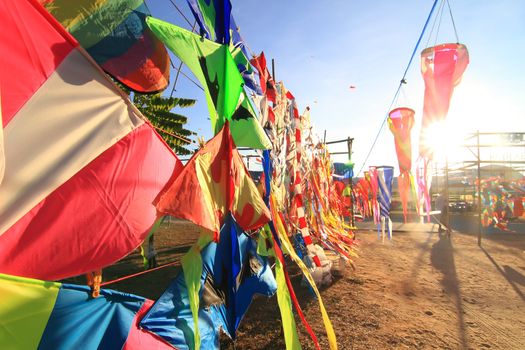 CHA-AM - MARCH 10: Colorful kites in the 12th Thailand International Kite Festival on March 9, 2012 in Naresuan Camp, Cha-am, Thailand